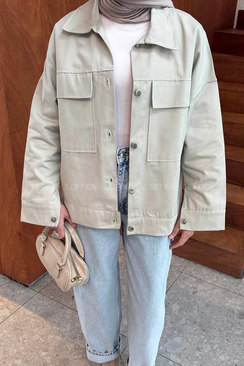 Lamelif Kapak Cepli Gömlek Su Yeşili