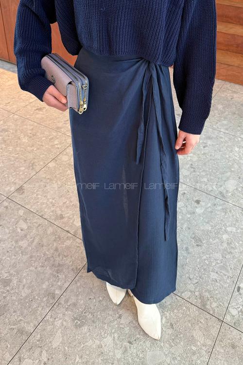 Navy Blue Cotton Normal Waist Comfortable Pants