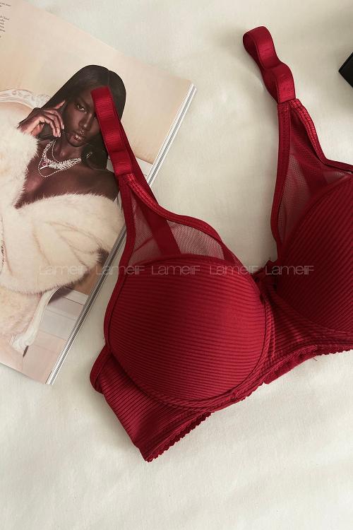 Lamelif Dantelli Tüllü Push Up Sütyen