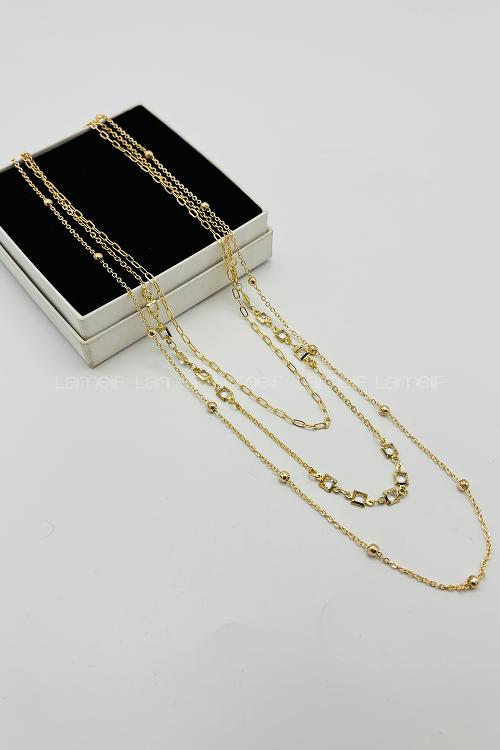 Gold Silver Straight Necklace