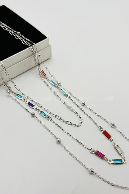 Silver-1 Silver Straight Necklace