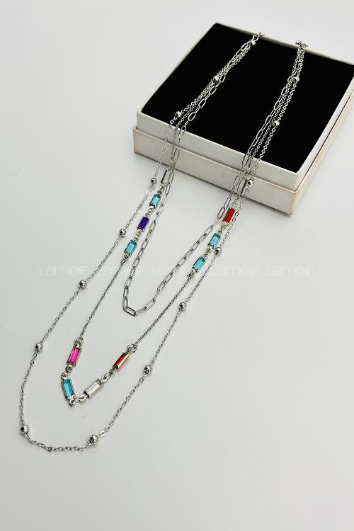 Silver-1 Silver Straight Necklace