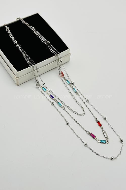 Silver-1 Silver Straight Necklace