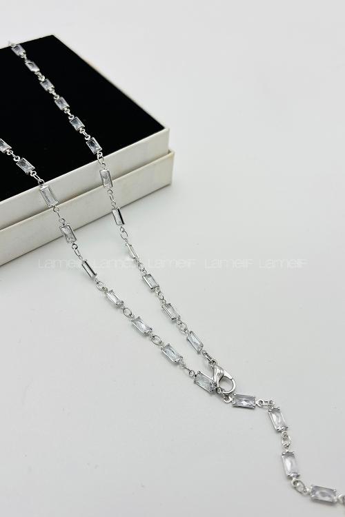 Lamelif Gümüş Çokrenkli Baget Y Kolye