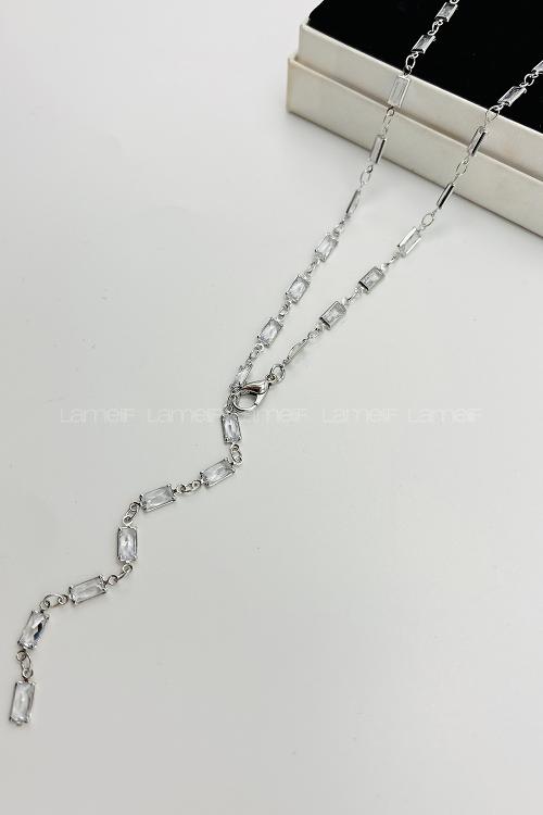 Lamelif Gümüş Çokrenkli Baget Y Kolye