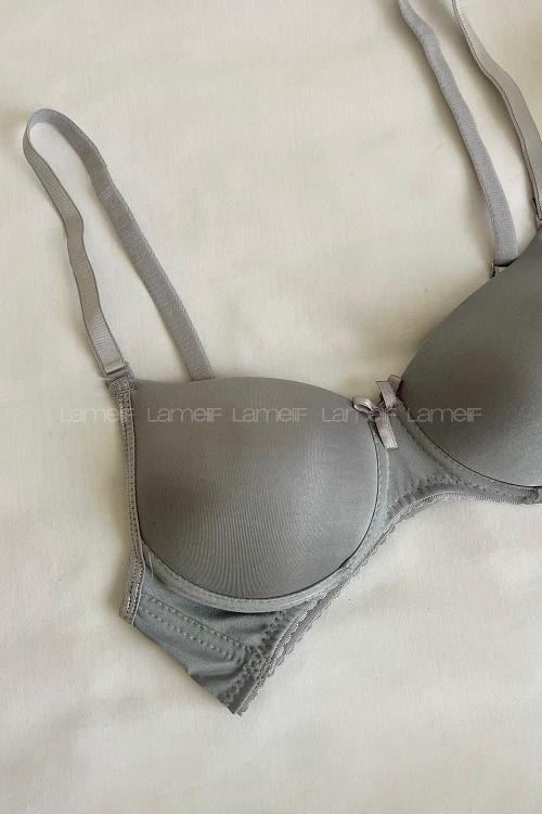 Gray Cotton Fabric Without Underwire Support Bralet