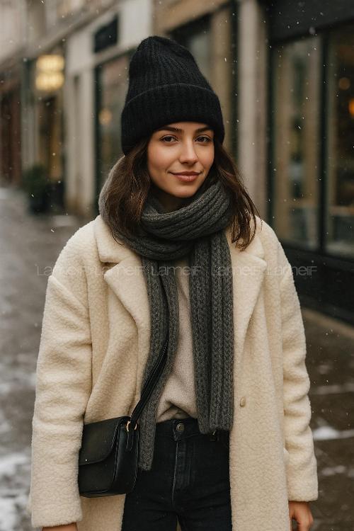 Lüx Fitilli Katlamalı Bere Siyah