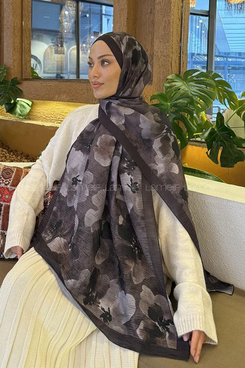 Lamelif Batik Desen Müslin Şal Acı Kahve