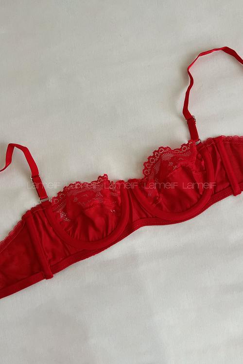 Lamelif Rhera Dantelli Saten Gecelikli Jartiyer Takım