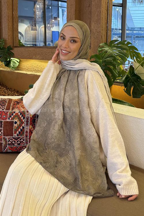 Lamelif Bulut Desen Müslin Şal Mint Yeşili