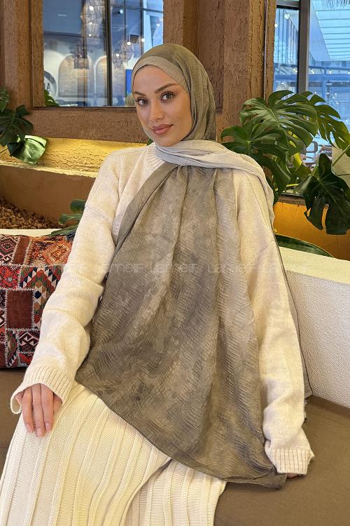 Lamelif Bulut Desen Müslin Şal Mint Yeşili