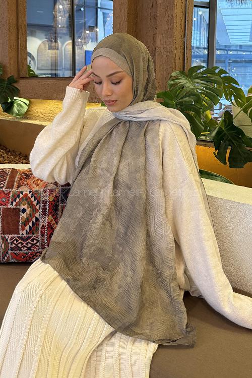 Lamelif Bulut Desen Müslin Şal Mint Yeşili