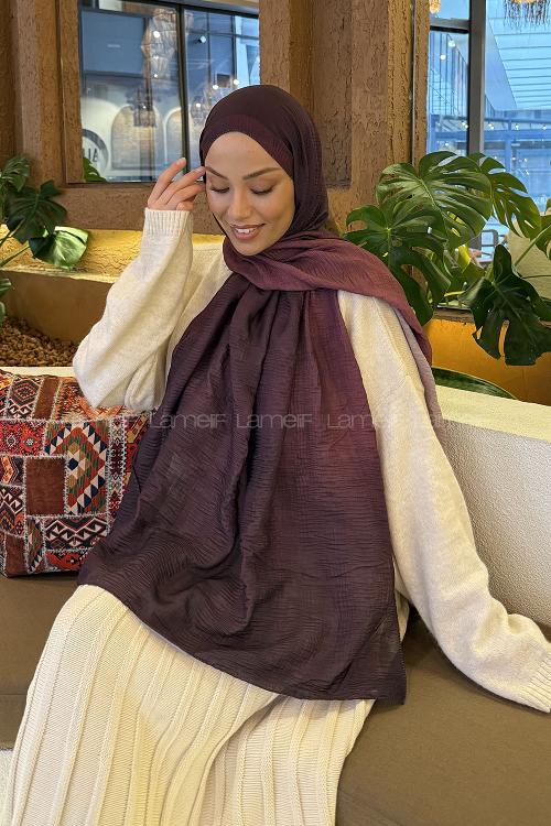 Lamelif Bulut Desen Müslin Şal Mürdüm