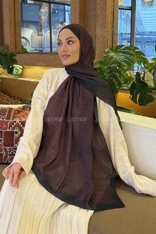 Lamelif Bulut Desen Müslin Şal Siyah Bordo