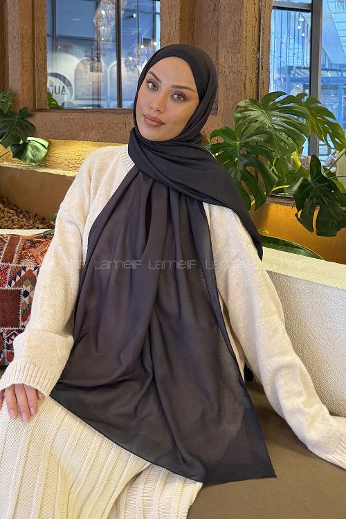 Lamelif Bulut Desen Müslin Şal Siyah Kahverengi