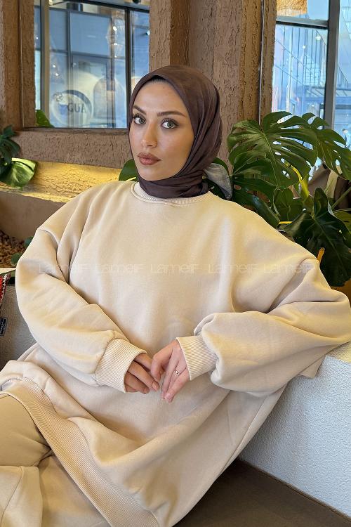 Lamelif Bulut Desen Soft Eşarp Acı Kahve