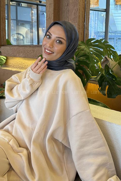 Lamelif Bulut Desen Soft Eşarp Antrasit