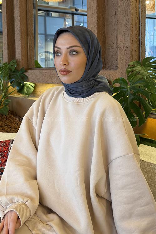 Lamelif Bulut Desen Soft Eşarp Antrasit