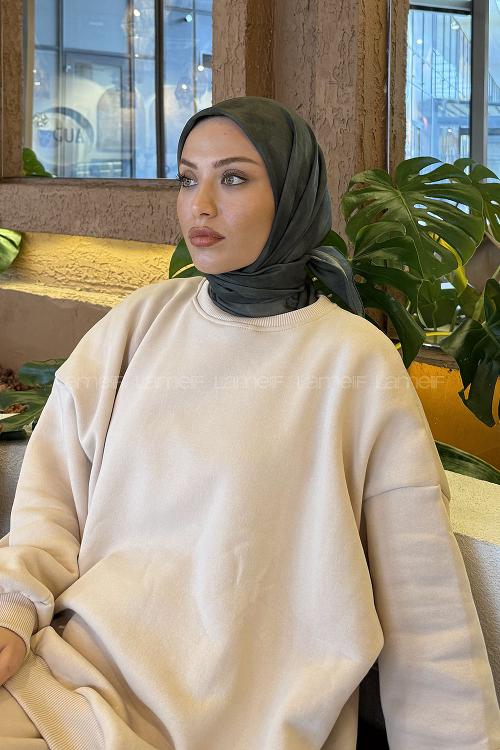 Lamelif Bulut Desen Soft Eşarp Haki