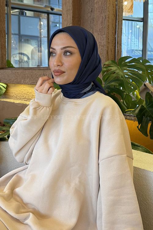 Lamelif Bulut Desen Soft Eşarp Lacivert