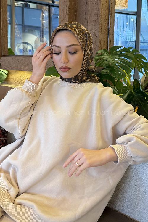 Lamelif Daisy Flowers Desen Soft Eşarp Asker Yeşili