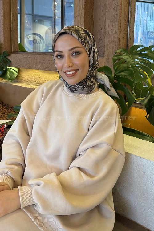 Lamelif Daisy Flowers Desen Soft Eşarp Taş Adaçayı