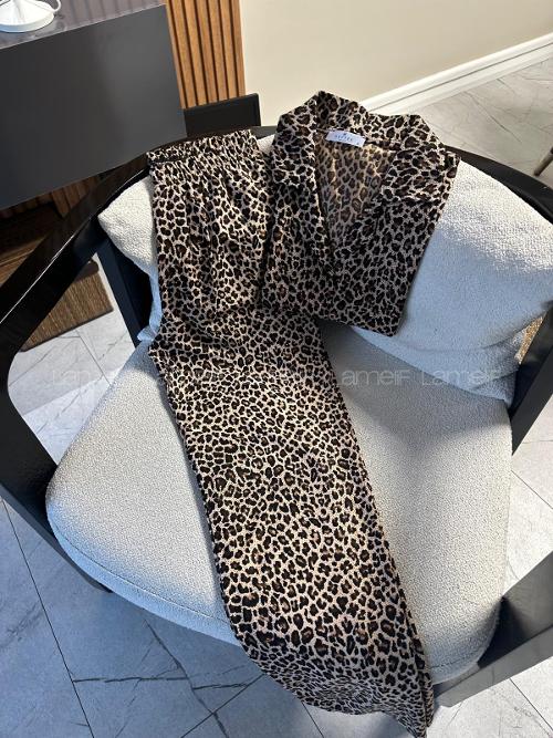 Lamelif Leopar Desen Pijama Takımı