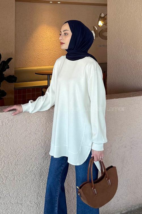 Lamelif Oysho Dikişli Sweat Ekru