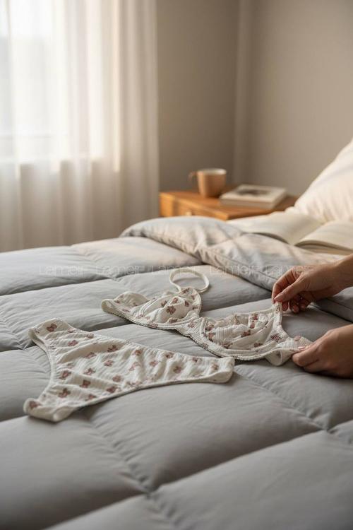 Lamelif Kaşkorsen Ayıcık Desenli Pamuk Sütyen Takım