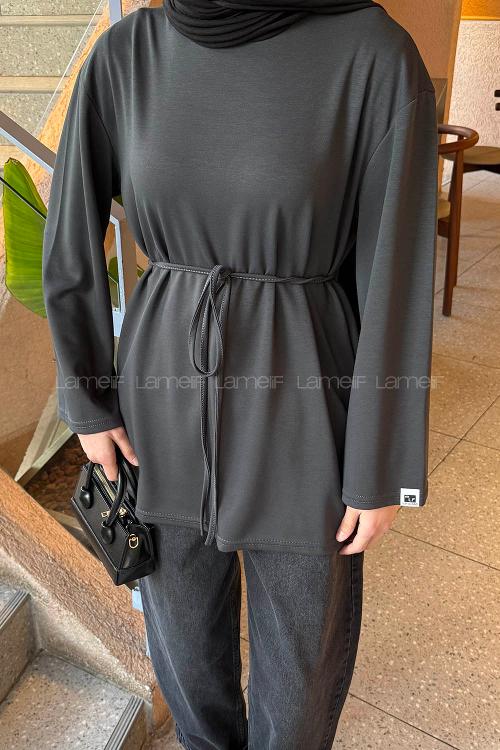 Lamelif Bağlama Detaylı Oysho Sweat Antrasit