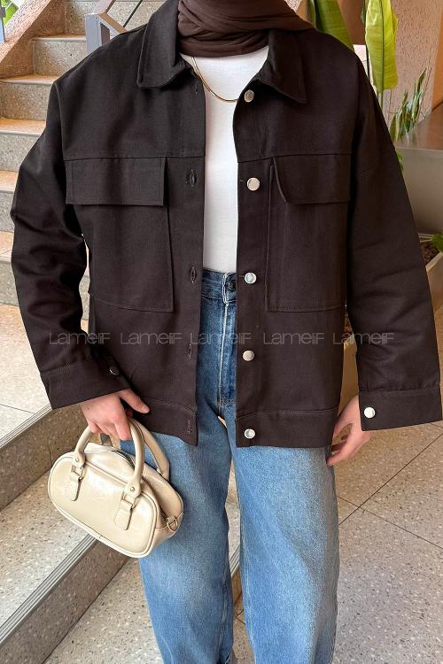 Lamelif Kapak Cepli Gömlek Acı kahve