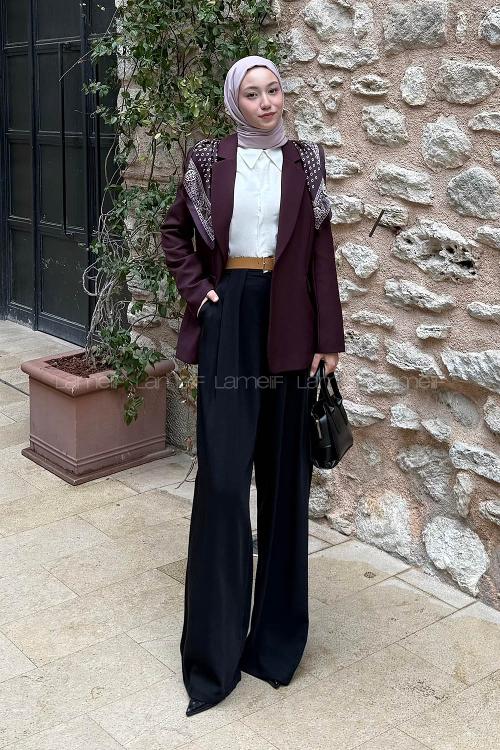 Plum Jacket Collar Long Arm Lycra Jacket