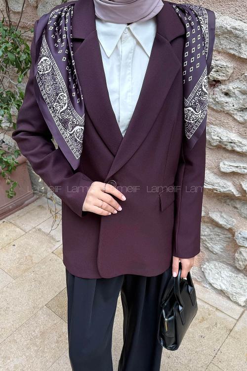 Plum Jacket Collar Long Arm Lycra Jacket