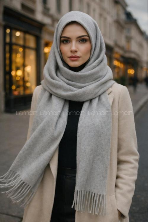 Lamelif Kadın Düz Püsküllü Atkı Şal