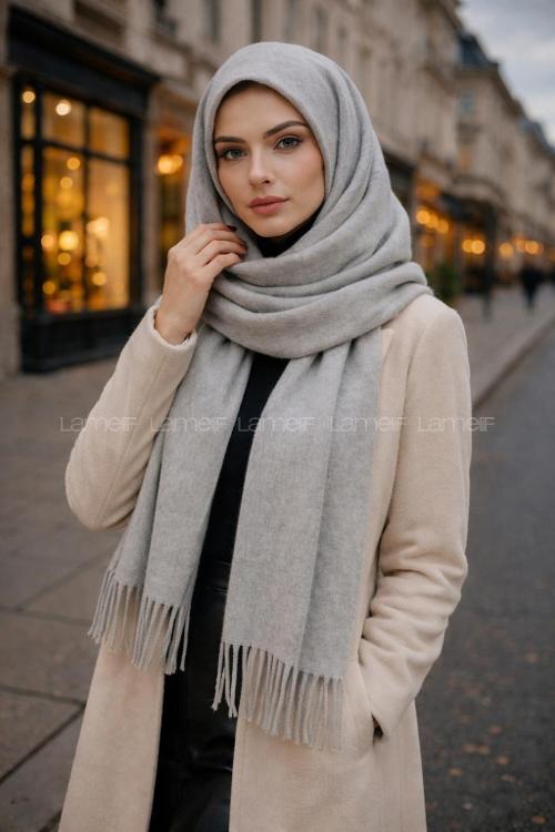 Lamelif Kadın Düz Püsküllü Atkı Şal