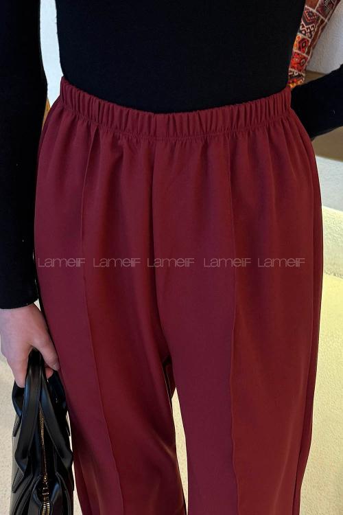 Claret Red Cotton High Waist Comfortable Pants