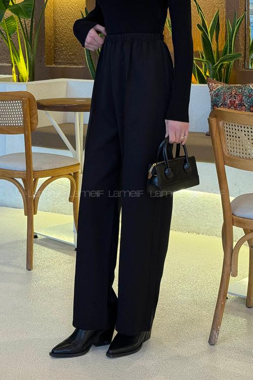 Lamelif Bel Lastikli Pantolon Siyah