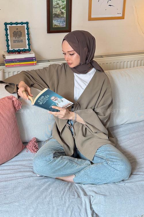 Lamelif İspanyol Kol Bağlama Detaylı Gömlek Haki