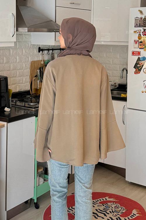 Lamelif İspanyol Kol Bağlama Detaylı Gömlek Haki