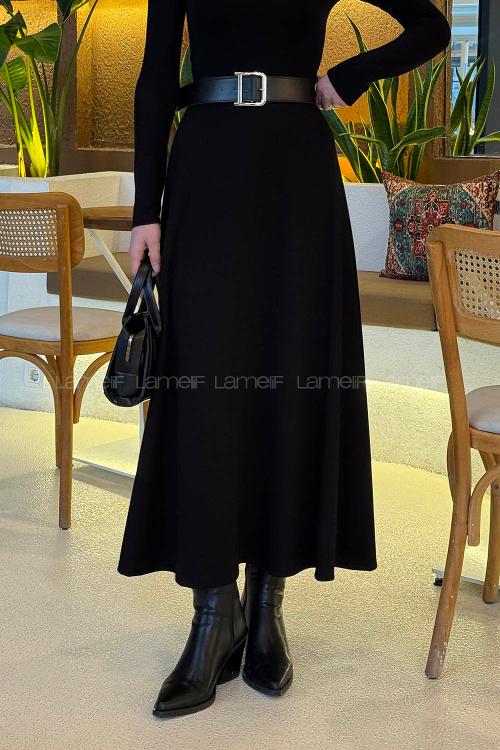 Lamelif Oysho Kloş Etek Siyah