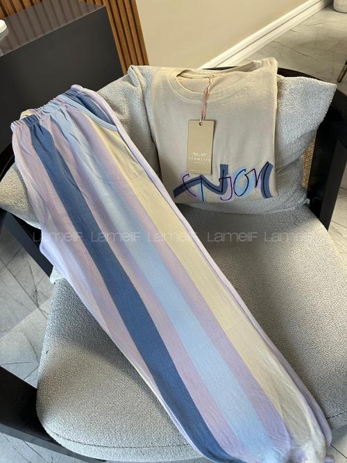 Lamelif Fun Times Enjoy Nakışlı Termal Pijama Takımı