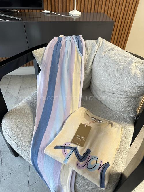 Lamelif Fun Times Enjoy Nakışlı Termal Pijama Takımı