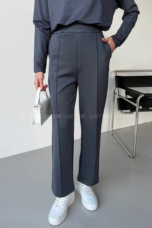 Lamelif Önü Dikişli Scuba Pantolon Antrasit