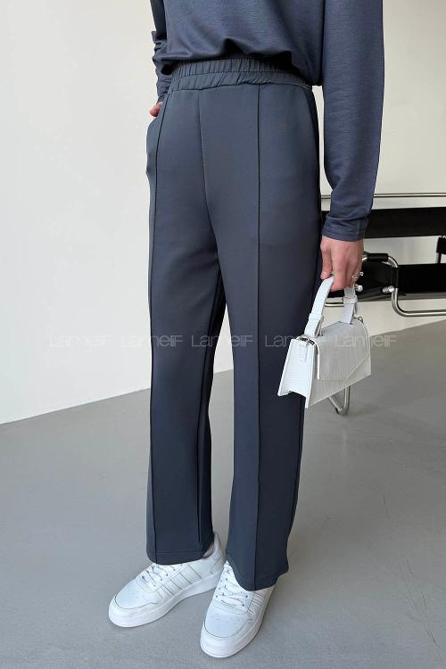 Lamelif Önü Dikişli Scuba Pantolon Antrasit