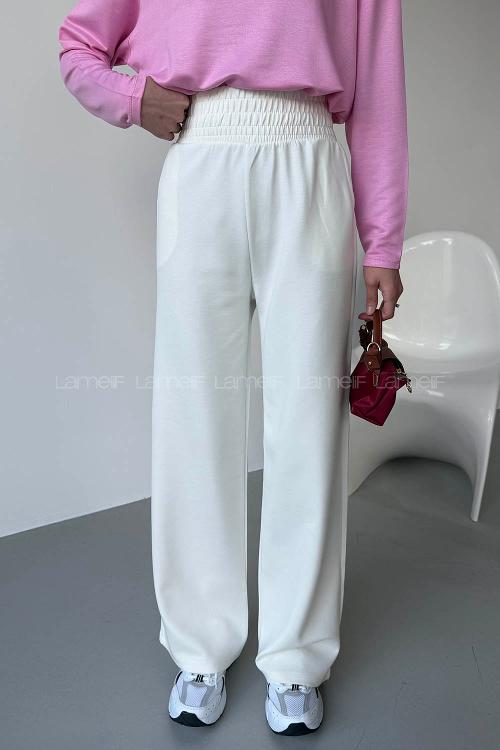 Lamelif Oysho Yüksek Bel Lastikli Eşofman Altı Ekru