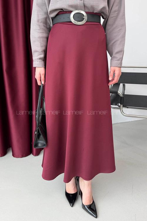 Lamelif Scuba Çan Etek Bordo