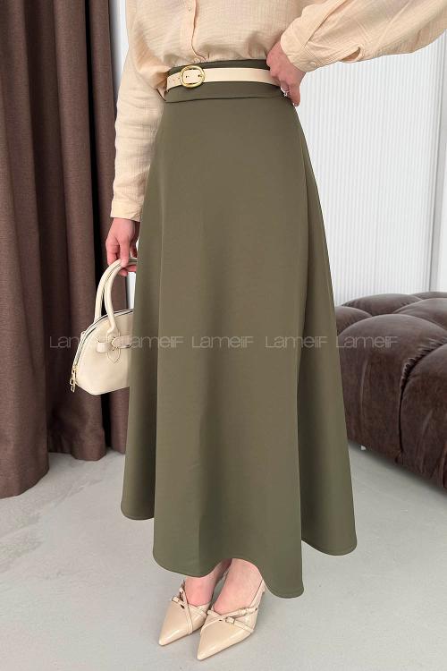 Lamelif Scuba Çan Etek Haki