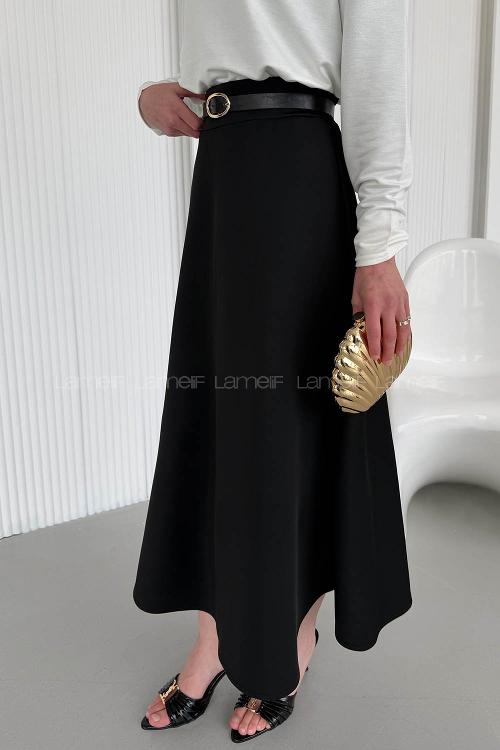 Lamelif Scuba Çan Etek Siyah