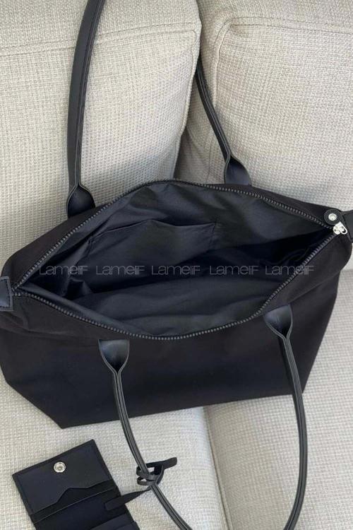 Lamelif Cüzdan Askılı Salaş Kadın Çanta Siyah