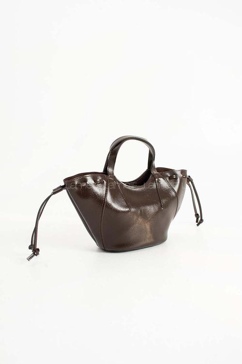 Lamelif Deri Görünümlü Kadın Kol Çantası Bordo